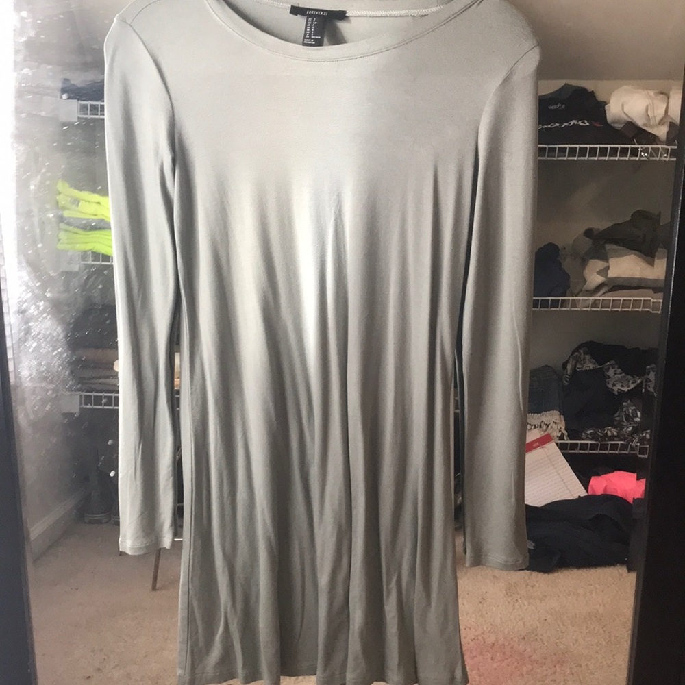 Olive green long sleeve forever 21 dress